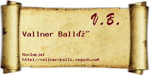 Vallner Balló névjegykártya